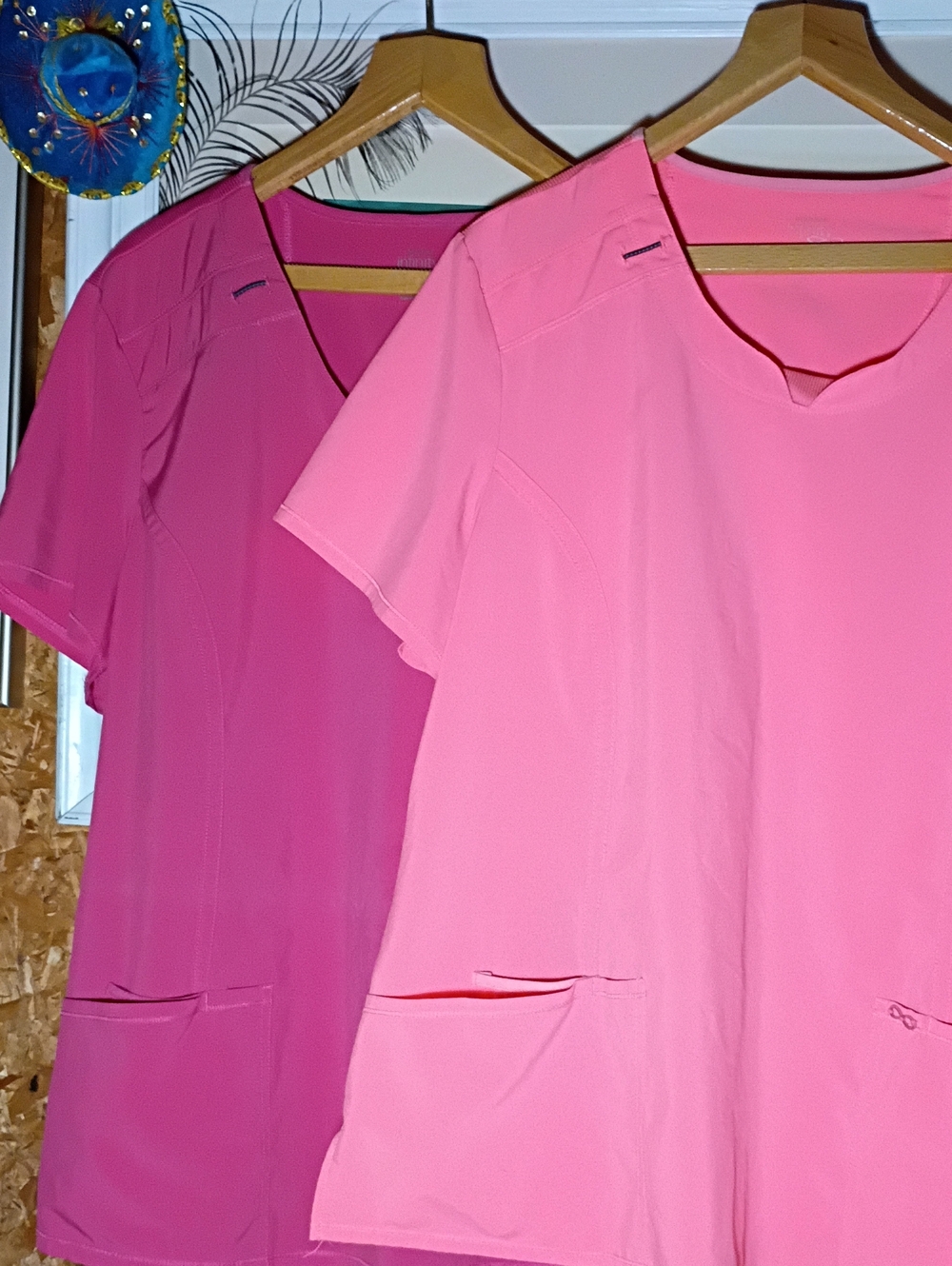 2 Women’s Cherokee Infinity V-Neck Tunic Top - Pink CNA Nurse Work Comfortable